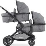 Căruț pentru copii cu 2 locuri culuare gri