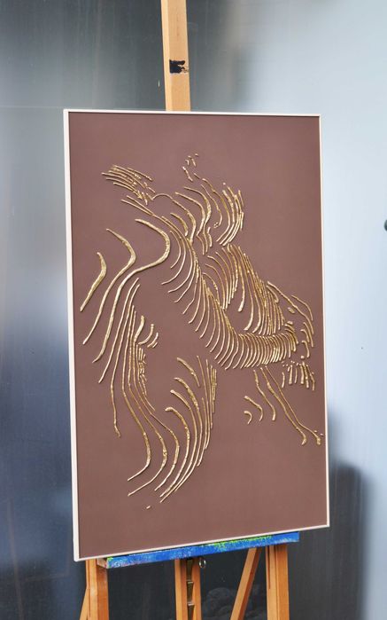 Tablou in relief - Textured art - Foita de aur - Unicat