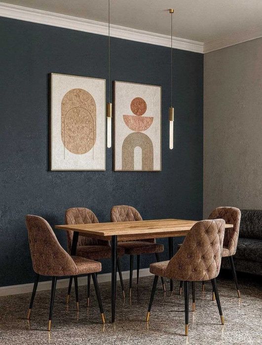 Zamonaviy ovqatlanish stoli va stullari.  Oбеденный стол и стулья