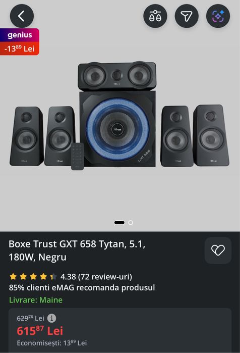 Boxe Trust GXT 658 Tytan, 5.1, 180W, Negru