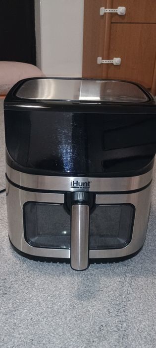 Friteuza cu aer cald, fara ulei, iHunt Bro Air Fryer Ultra, Capacitate 9 litri Sertar cu geam transparent  Ecran digital  12 functii de gatire