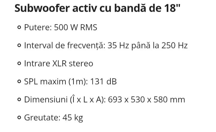 Vând 2 buc THE BOX TA 18 ACTIVI sau schimb cu boxe active