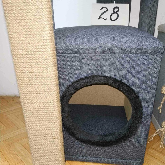 Нови 90см сглобени Котешки катерушки с къщичка – производител ОБЛЕН