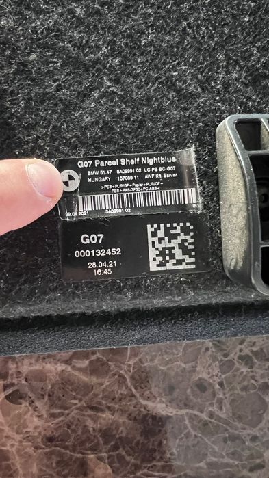 BMW X7 G07 THE SHELF LUGGAGE G07 Parcel Sholf Nightblue