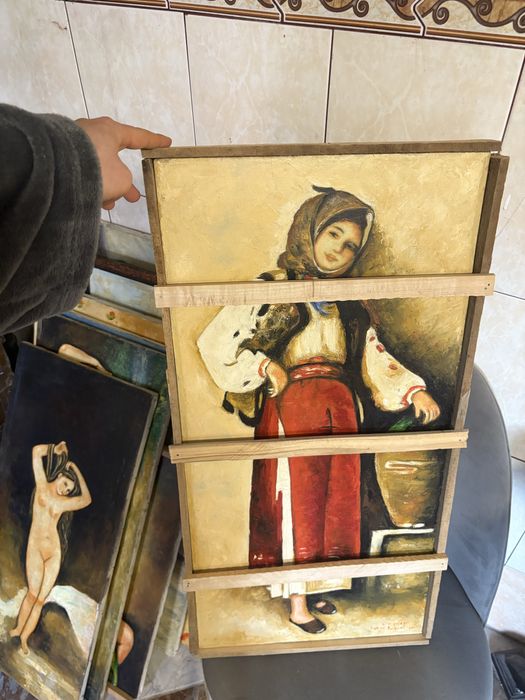 Set 6 tablouri pictate manual ulei  cimpoesu 249 Lei bucata