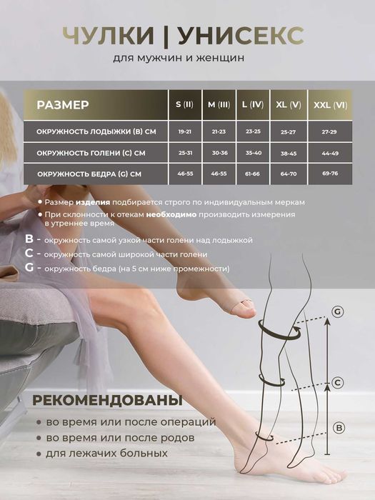 Компрессионные чулки 1 и 2 класс компрессии