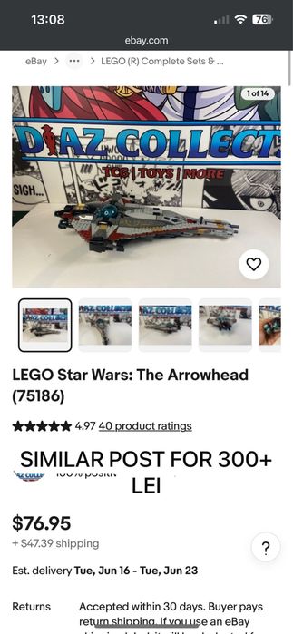 Lego STAR WARS: The Arrowhead (75186)