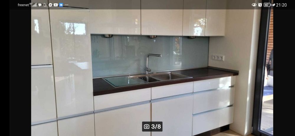 Mobila bucătărie complet echipata, cu insula, din MDF, lucios