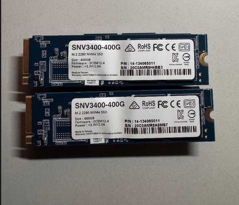 pentru NAS - Adaptor Synology M2D18 2x M.2 + 2x Synology NVMe 400G SNV3400-400G 100% health