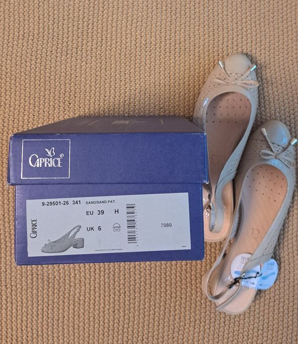 Pantofi sandale noi 39 piele naturala bej