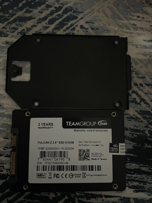 SSD 2.5" TeamGroup T-Force Vulcan Z (512 GB) Identificare: Model T253TZ512G0C101 (SATA III, 2.5 inch).