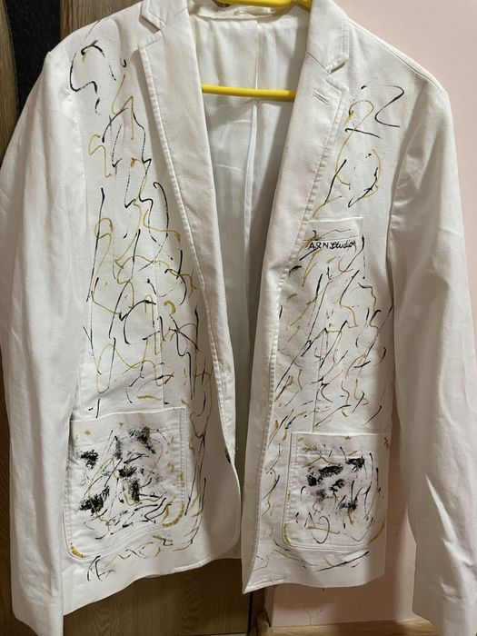 Jachetă denim pictată manual – unicat – handmade