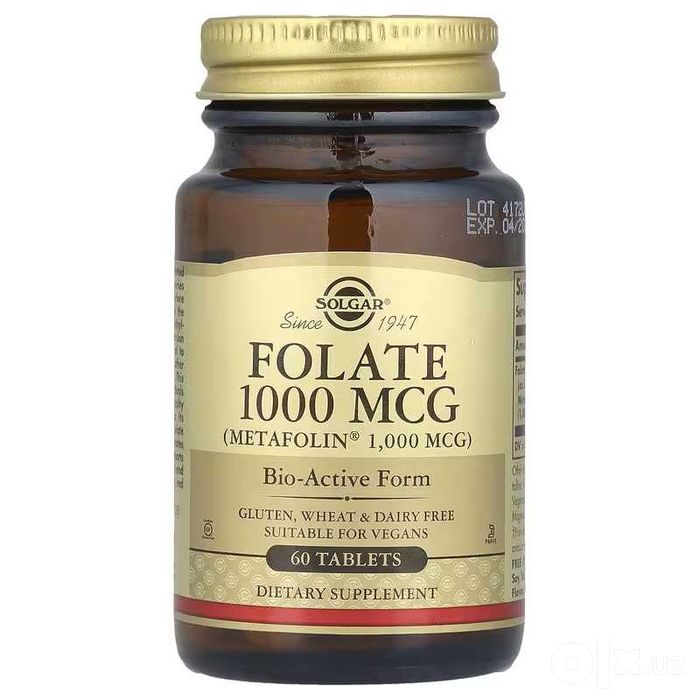 Solgar Folate фолат 666 мкг 1000 мкг 1333 мкг метафолин