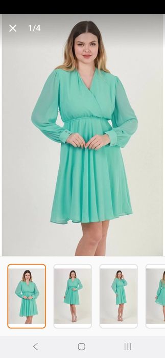 Разкошна рокля в 2 цвята мента и праскова