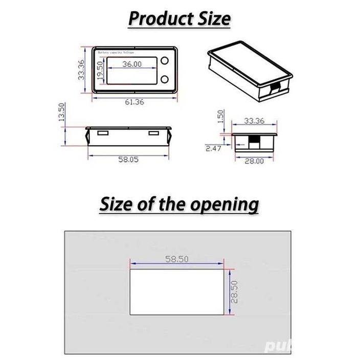 Voltmetru 8-100V - DC si indicator capacitate baterie 0-100%