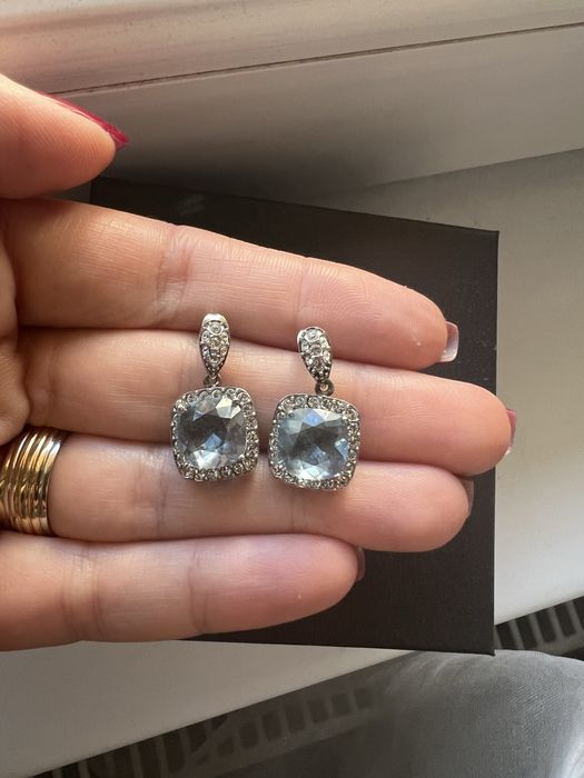 Cercei argint cu topaz albastru