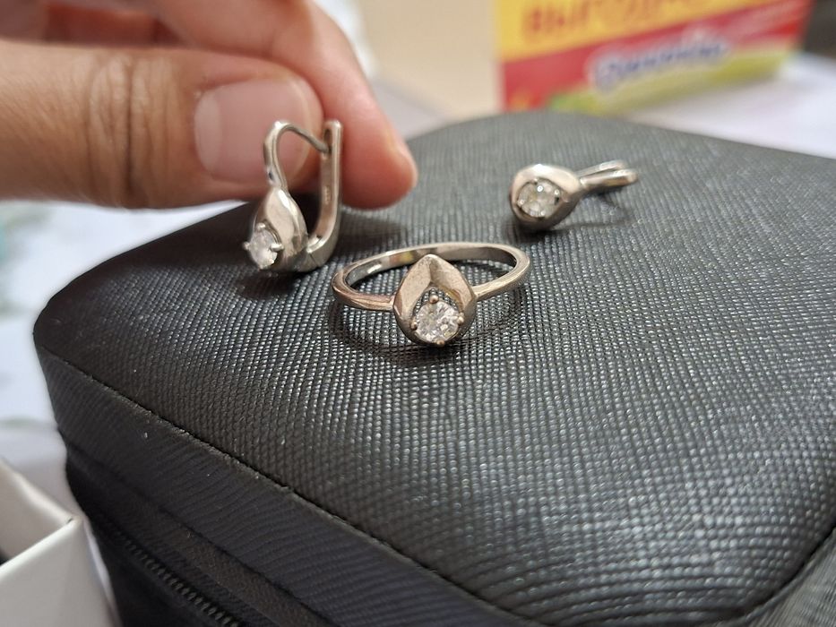 Комплект серебро капля 925 проба