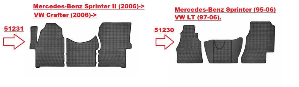 Гумени стелки за Мерцедес/Mercedes Sprinter/VW Crafter /LT
