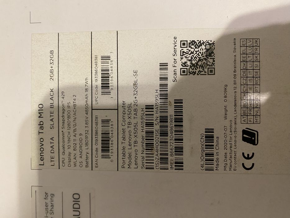 Vând tabletă Lenovo Tab M10 2GB+32GB