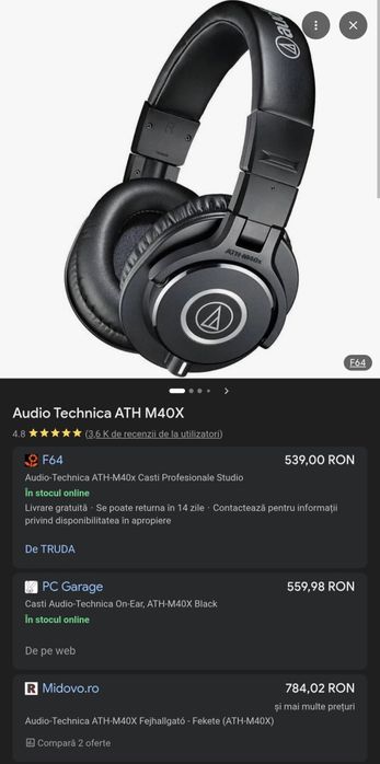 Casti Studio Audio Technica ATH M40X Over Ear