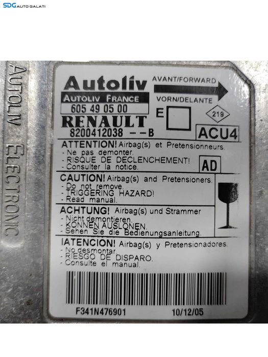 Unitate Modul Calculator Control Airbag Renault Megane 2 2002 - 2008 Cod 820012038 [L6284]