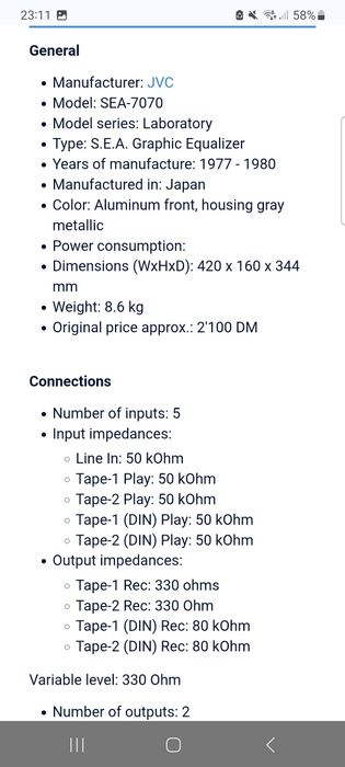 Equalizer JVC SEA 7070