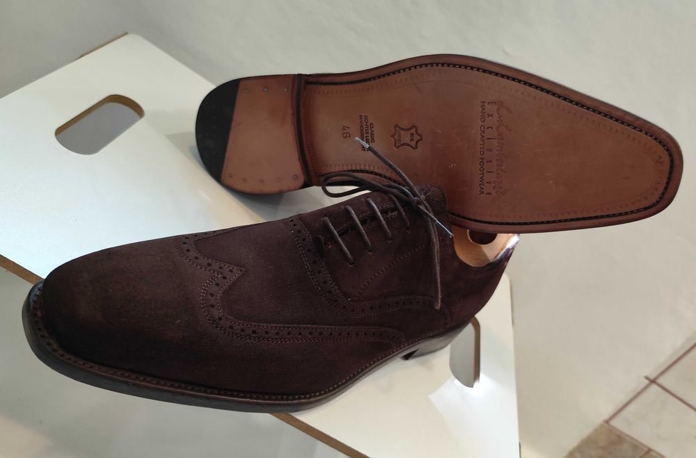 Pantofi oxford de lux 46 46.5 lucrati manual L. Lamertazzi NOI piele