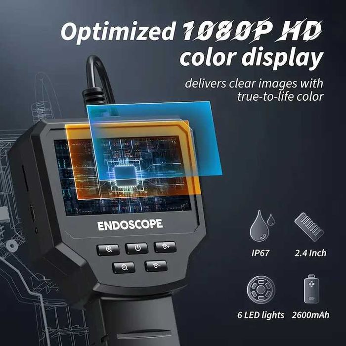 Ендоскоп с регулируема яркост кабел 5метра 4,3 инча Камера - 4 вида