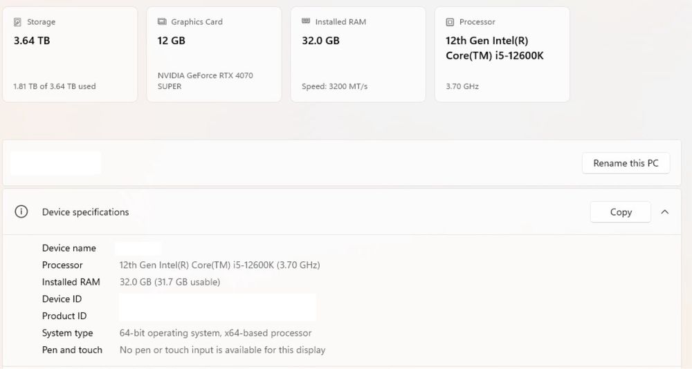 Gaming pc 12600k cu RTX 4070 super