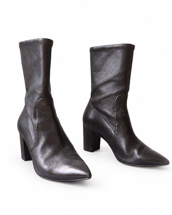 Stuart Weitzman черни кожени боти с ток, размер 37