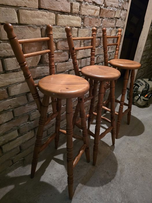 Бар столове (щъркели) от масивно дърво 3 броя