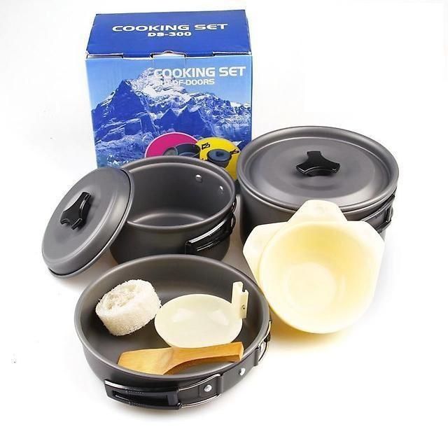 Набор туристической посуды. 2 котелка с крышками и сковородка