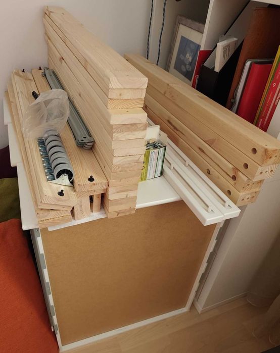 IKEA HEMNES divan alb, 3 sertare + 2 saltele ÅFJÄLL, demontat