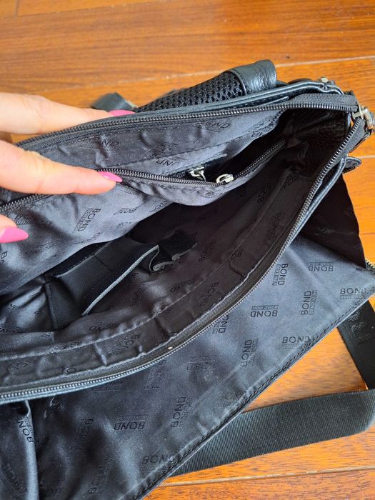 Дамска чанта естествена кожа Черна голяма