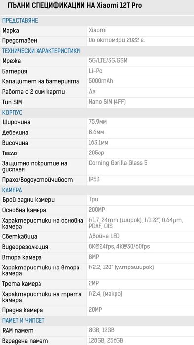 Смартфон Xiaomi 12T Pro