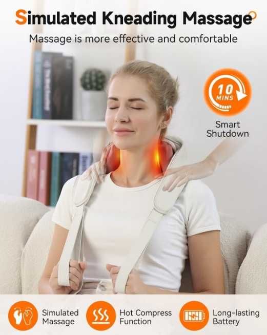 Aparat pentru Masaj Cervical, Hands-Free, Functie Incalzire
