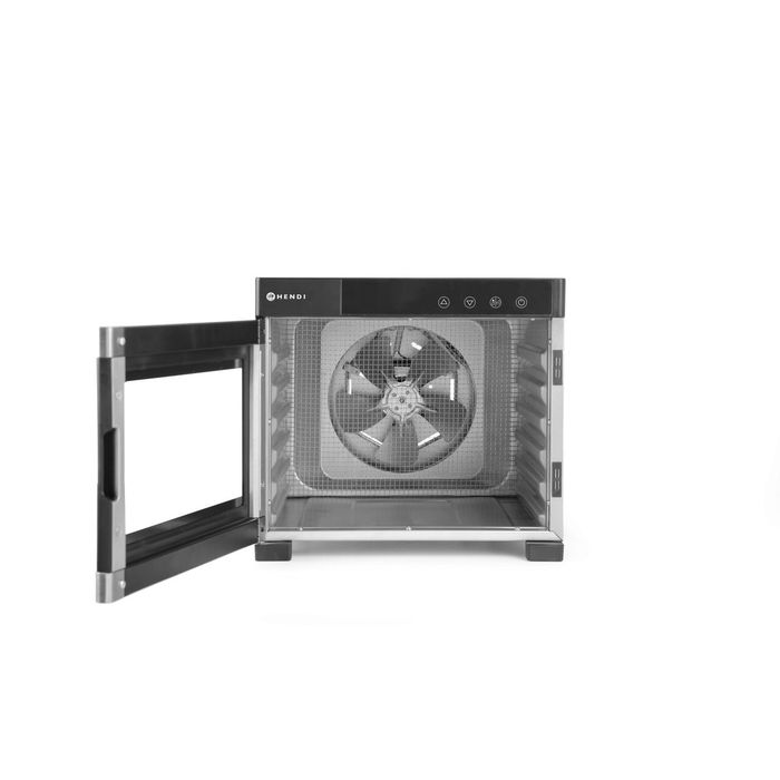 Deshidrator alimente Hendi Profi Line, 550 W, 6 tavi inox, temperatura reglabila 35-75°C, Gri, timer, panou de control digital