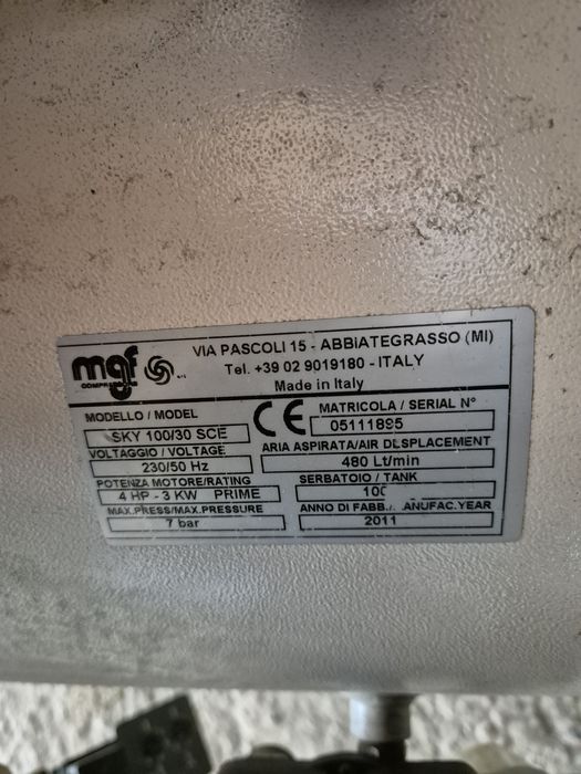 Titlu: Compresor Stomatologic MGF SKY 100/30 SCE – 12 Bar, Motor 2022 + Motor Original