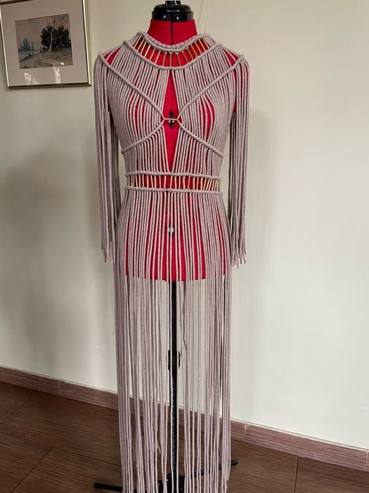 Rochie handmade macrame de plaja, boho festival dress