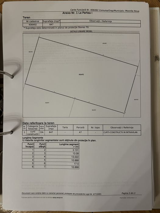 Parcele teren intravilan constructii Mosnita Noua toate utilitatile