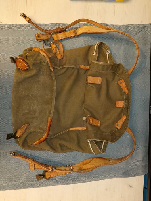 Raniță militară românească RSR vintage – pânză și piele