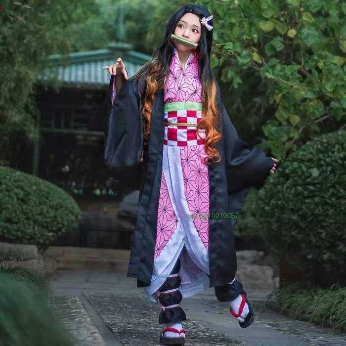 Аниме косплей перука Nezuko Kamado два цвята черно кафява