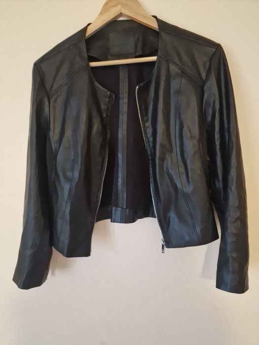 Късо кожено черно яке Amisu 42 размер