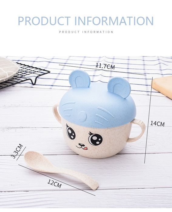 Set bol cu lingurita pentru bebelusi ,100% Eco din paie de grau