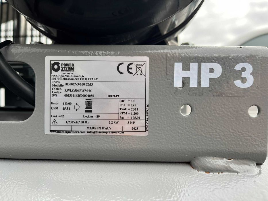 Compresor de aer cu piston POWER SYSTEM ,2.2 kw,10 Bar/200 L cod 046