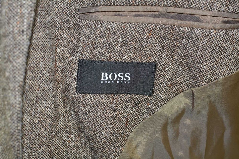 Sacou Hugo Boss Lână Mătase Maro Texturat Single Breasted Mărimea 50
