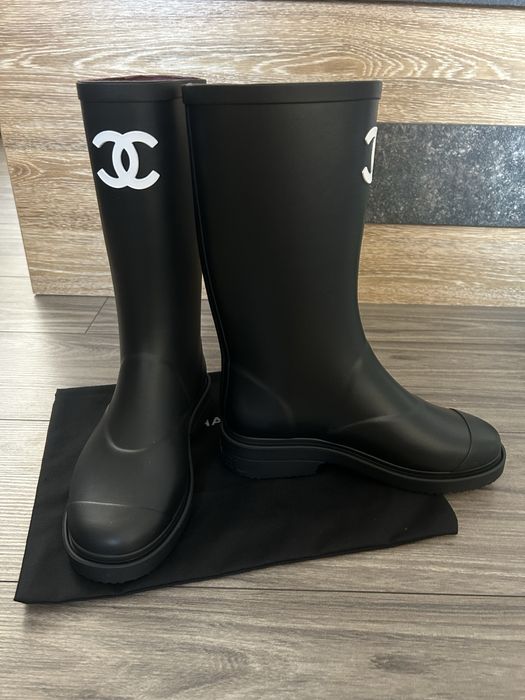 Дамски гумени ботуши Chanel черни