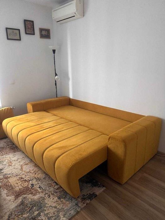 Canapea extensibila 3 locuri Alina - casa Eduard, galbena, noua