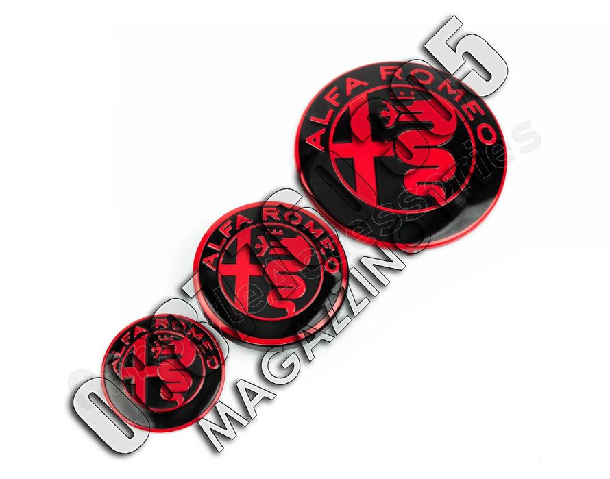 Пълен Комплект Емблеми за Alfa Romeo Червено 147, 156, Mito, GT, GTV