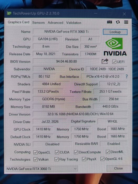 Palit GeForce 3060Ti 8GB